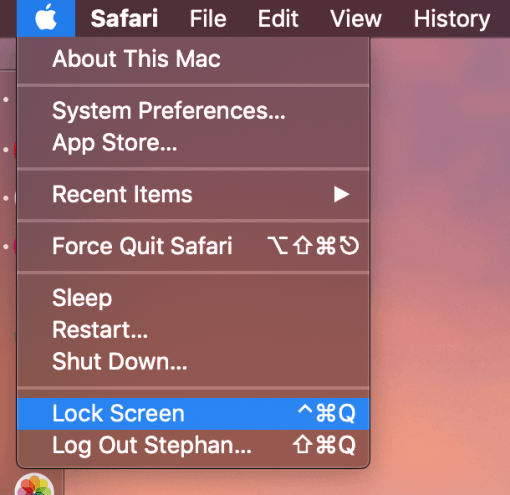 mac shortcut to lock your screen