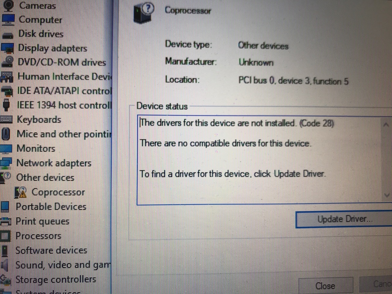 bootcamp driver for coprocessor missing